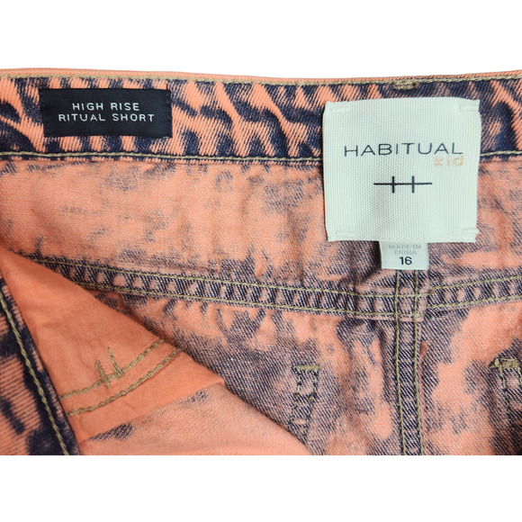 NWOT Habitual Kid Girls Size 16‎ Coral Acid Wash High Rise Ritual Sorts Distress - Picture 2 of 12